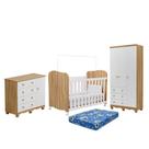 Dormitório Júnior 3 Portas, Cômoda 1 Porta e Berço Uli com Colchão Baby Physical - Móveis Peroba