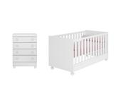Dormitório Quarto Infantil 2 Peças Berço E Cômoda Branco Acetinado Qmovi