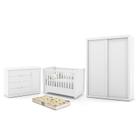 Dormitório Tutto New 2 Portas, Cômoda 1 Porta, Berço Branco Soft com Colchão D18 - Matic Móveis