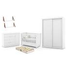 Dormitório Tutto New 2 Portas, Cômoda 1 Porta, Berço com Colchão D18 e Prateleiras - Matic Móveis