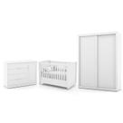 Dormitório Tutto New 2 Portas, Cômoda 1 Porta e Berço Branco Soft - Matic Móveis
