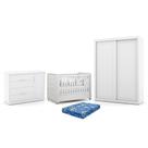 Dormitório Tutto New 2 Portas, Cômoda 1 Porta e Berço com Capitonê e Colchão Physical - Matic Móveis