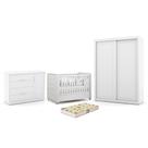 Dormitório Tutto New 2 Portas, Cômoda 1 Porta e Berço com Capitonê e Colchão Supreme - Matic Móveis