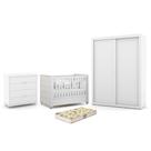 Dormitório Tutto New 2 Portas, Cômoda 4 Gavetas e Berço com Capitonê e Colchão Supreme - Matic Móveis