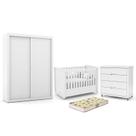 Dormitório Tutto New 2 Portas, Cômoda 4 Gavetas e Berço com Colchão D18 - Matic Móveis