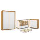 Dormitório Tutto New 2 Portas, Cômoda 4 Gavetas e Berço com Colchão D18 - Matic Móveis Dormitório Tutto New 2 Portas, Cômoda 4 Gavetas e Berço com Colchão D18 - Matic Móveis