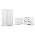 Dormitório Tutto New 4 Portas, Cômoda 1 Porta, Berço Branco Soft - Matic Móveis