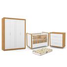 Dormitório Tutto New 4 Portas, Cômoda 4 Gavetas e Berço com Colchão D18 - Matic Móveis Dormitório Tutto New 4 Portas, Cômoda 4 Gavetas e Berço com Colchão D18 - Matic Móveis
