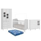 Dormitório Uli Guarda Roupa 3 Portas, Cômoda e Berço com Colchão Baby Physical - Móveis Peroba Dormitório Uli Guarda Roupa 3 Portas, Cômoda e Berço com Colchão Baby Physical - Móveis Peroba
