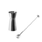 Dosador duplo e colher bailarina para drinks - inox