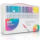 Double Head Brush Pen Kit com 100 Canetas Aquarela Ponta Dupla Cores Vibrantes, Ideal para Desenho, Pintura,