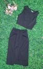 Doutoras Modas Conjunto Alfaiataria Saía Midi com Fenda Lateral e Cropped Elegante Social 149