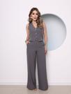DOUTORAS MODAS Conjunto Longo Calça e Colete Alfaiataria Gabardine Com Bolso Social Fashion 189