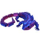 Dragão Articulado 38 cm Lagarto Impressão 3d Decoração Geek Bicolor Lilás e Vermelho