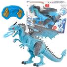 Dragão Azul Controle Remoto Anda C/ Luz Som E Solta Fumaça Castela