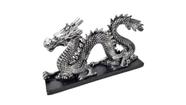 Dragao Chines Serpente De Resina Prateado Com Base Preta Dragao Chines Serpente De Resina Prateado Com Base Preta