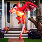 Dragão de fogo inflável de Halloween pendurado de 1,5 m com LEDs Joiedomi Dragão de fogo inflável de Halloween pendurado de 1,5 m com LEDs Joiedomi