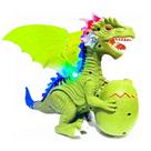 Dragão Tiranossauro Rex que Anda com filhote no Ovo e Luzes e Sons Verde