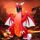 Dragon DearSun inflável de 8 pés com lâmpada Red Flame Halloween
