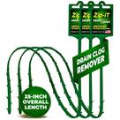 Drain Snake Cleaner, removedor de tamancos de cabelo com zíper, 63,5 cm, pacote com 3 Drain Snake Cleaner, removedor de tamancos de cabelo com zíper, 63,5 cm, pacote com 3