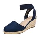 DREAM PAIRS Amanda-1 Sandálias Anabela Femininas Azul Marinho Tamanho 35 BR