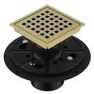 Dreno de chuveiro EXF 11 cm quadrado dourado escovado em aço inoxidável