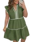 Dress Beautife Summer Womens Plus Size Ruffle A Line Green