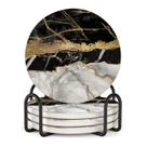 Drink Coaster LANEABUY Marble Style 10 cm, conjunto de absorventes 4