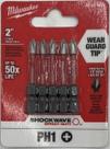 Driver Bits Milwaukee Electric PH1 em aço de alto carbono, 5 peças
