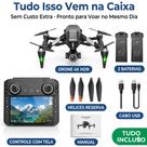 Drone 4K HDR Câmera CINE Motor Brushless Controle com Tela 2 Baterias Kit Completo Zoom 50x