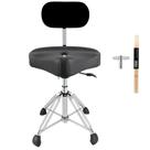 Drum Throne ROWELL Hydraulic com ajuste de altura do encosto. Preto