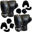 Duas Luvas de Muay Thai + Dois Protetores Bucais + Dois pares de Bandagem