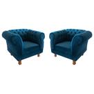 Duas Poltronas Chesterfield Capitonê Duque Veludo Azul Marinho Decoração, Recepção, Salas de Tv e Estar
