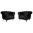 Duas Poltronas Chesterfield Capitone Suede Preto Decorativa / Sala, Tv, Estar, Recepção
