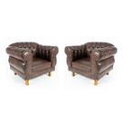 Duas Poltronas Chesterfield Elisabeth Capitonê - Corano Marrom
