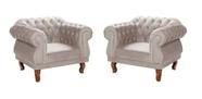 Duas Poltronas Chesterfield Elisabeth Capitonê Suede Nude SALA, RECEPÇÃO, BARBEARIA CONJUNTO
