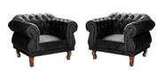 Duas Poltronas Chesterfield Elisabeth Capitonê - Suede Preto / SALA, RECEPÇÃO, BARBEARIA