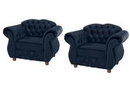Duas Poltronas Chesterfield Merlo - Suede Azul Marinho / Decoração, recepção , barbearia, sala tv estar