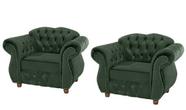 Duas Poltronas Chesterfield Merlo - Suede Verde Musgo / Decoração, recepção , barbearia, sala tv estar