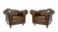 Duas Poltronas Decorativa Chesterfield Luís Xv Capitonê Clássica - Marrom Duas Poltronas Decorativa Chesterfield Luís Xv Capitonê Clássica - Marrom