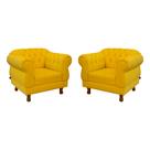 Duas Poltronas Elisabeth Chesterfield Capitone Suede Amarelo / Decoração, Sala, Tv, Estar, Recepção