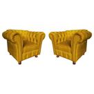 Duas Poltronas Luis XV Chesterfield Capitone Suede Amarelo / decoração, TV, Sala estar