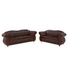 Duas Poltronas + Uma Namoradeira Chesterfield Merlô Corano - Marrom / Decoração, barbearia, sala, recepção
