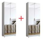 DUAS Sapateira Espelho 2 Portas Branca 30 Pares Multiuso