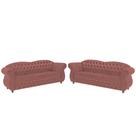 Duas Sofás Chesterfield Merlô 3 lugares 1,80 - Veludo Rosa / Decoração, recepção, Barbearia, sala tv estar