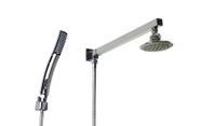 Ducha 10 cm Redonda Cromadam em ABS com Chuveirinho de Mão Retangular em ABS com Trava Ducha 10 cm Redonda Cromadam em ABS com Chuveirinho de Mão Retangular em ABS com Trava