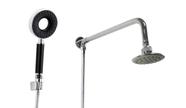 Ducha 10 cm Redonda em ABS com Duchinha Manual em ABS com 3 Jatos e Trava em ABS