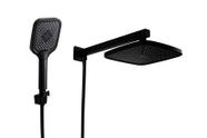 Ducha 21 cm Black em ABS Quadrada com Desviador Embutido e Duchinha Manual em ABS com Trava