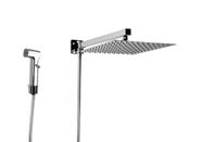 Ducha 25x25 cm em Inox Cromado com Desviador e Duchinha Manual em ABS com Trava