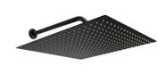 Ducha 40x40 cm em Inox Preto Fosco de Parede c/ Cano Redondo